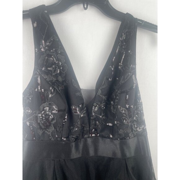 Black Tulle Lace Dress With Sequins Veil L Dead Bride Black Wedding Goth Fairy - Picture 4 of 14